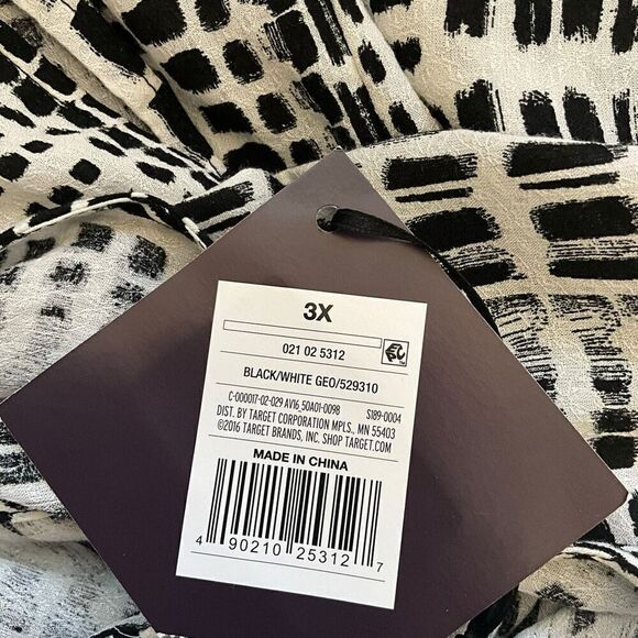 Ava & Viv Womens Size 3X Peplum Sleeveless Blouse Top Black White Flowy NWT - Picture 14 of 16